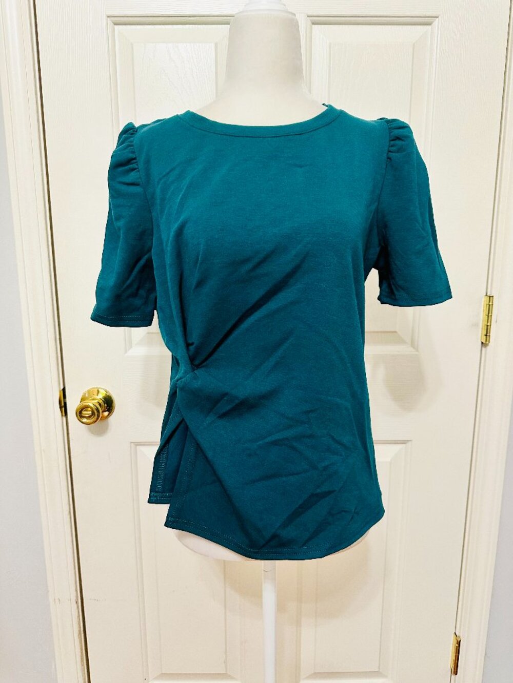 MODERN WORKS SIDE KNOT GREEN SHORT SLEEVE SHIRT BLOUSE TOP MEDIUM